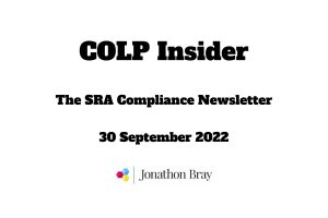 SRA Compliance COLP Insider Newsletter - 30 September 2022